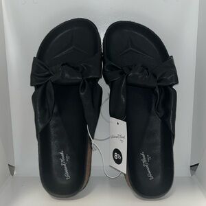 Junie Knotted Footbed Cork Sandals Black Vegan Leather Women’s 8.5